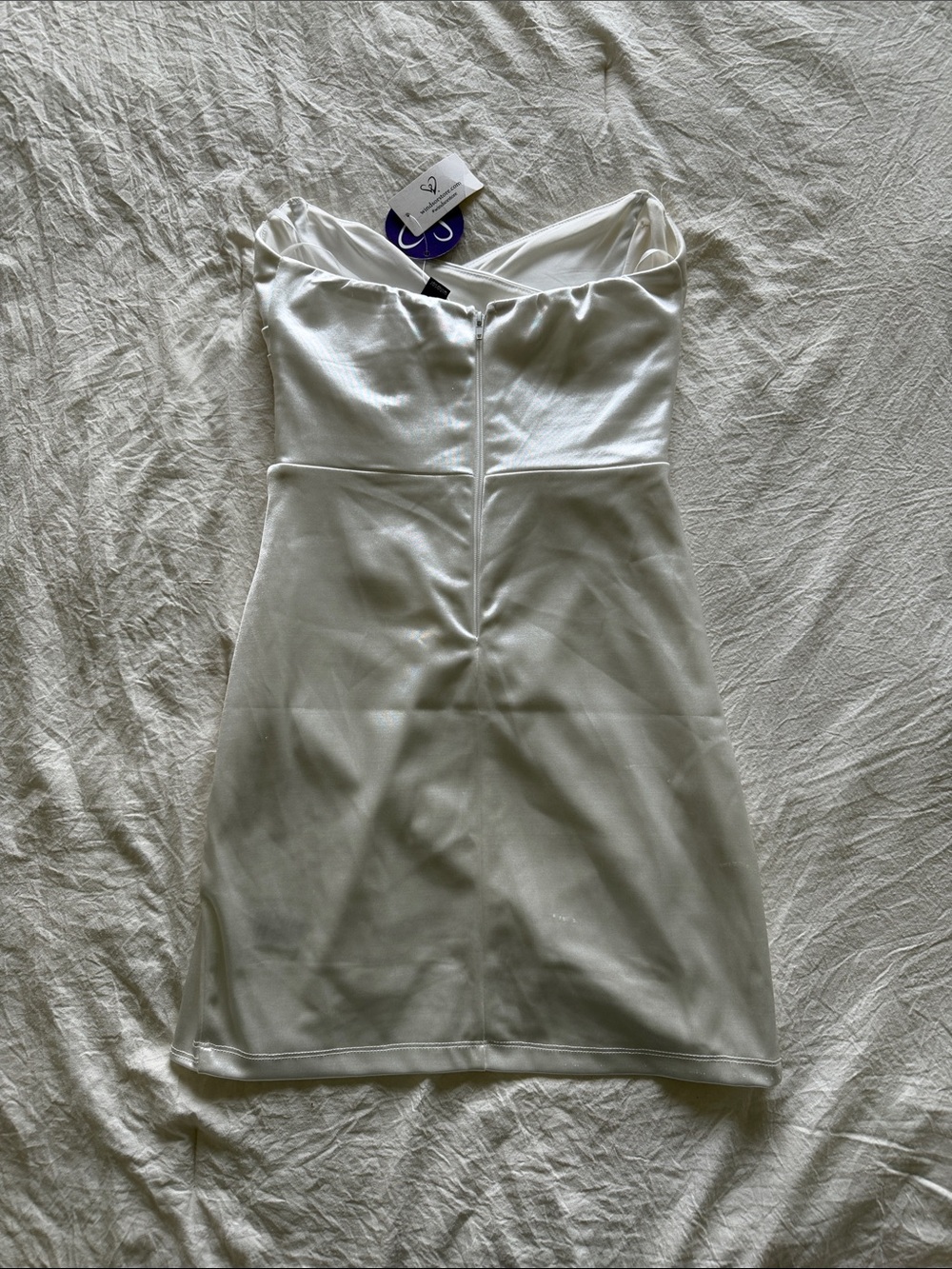 Windsor Strapless Satin Mini Dress in Ivory - Picture 5 of 5